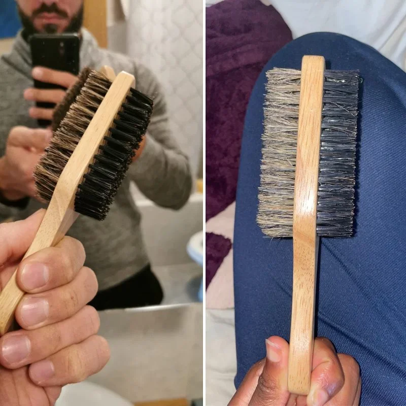 Beard Brush with Natural Woode - Men Grooming Hygiene ulasan dan harga